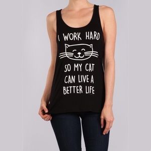 Bear Dance Work hard for cat black top